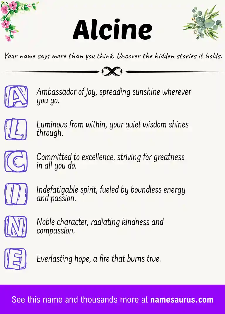Acrostic poem about Alcine.