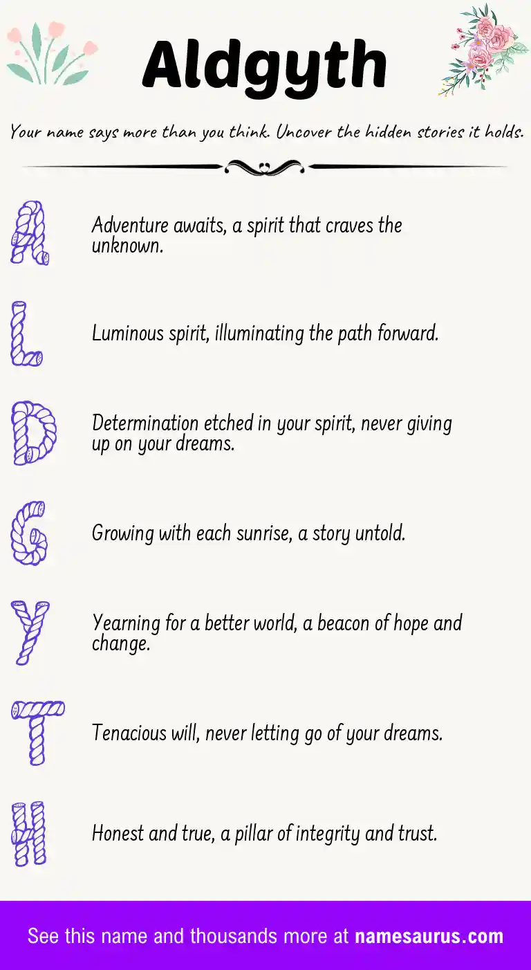 Acrostic poem about Aldgyth.