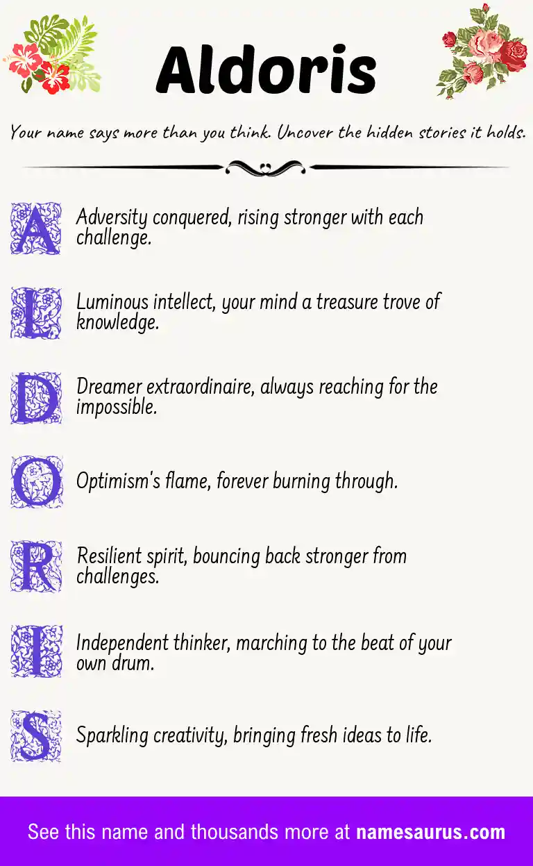 Acrostic poem about Aldoris.