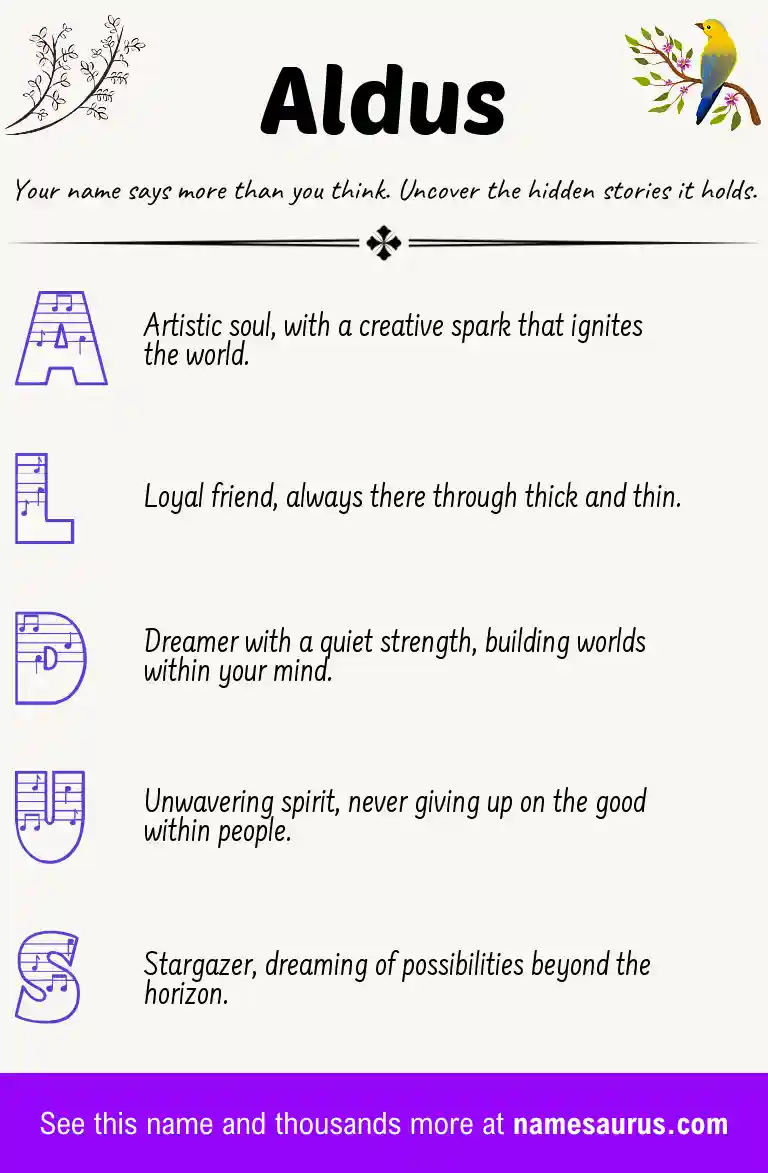 Acrostic poem about Aldus.