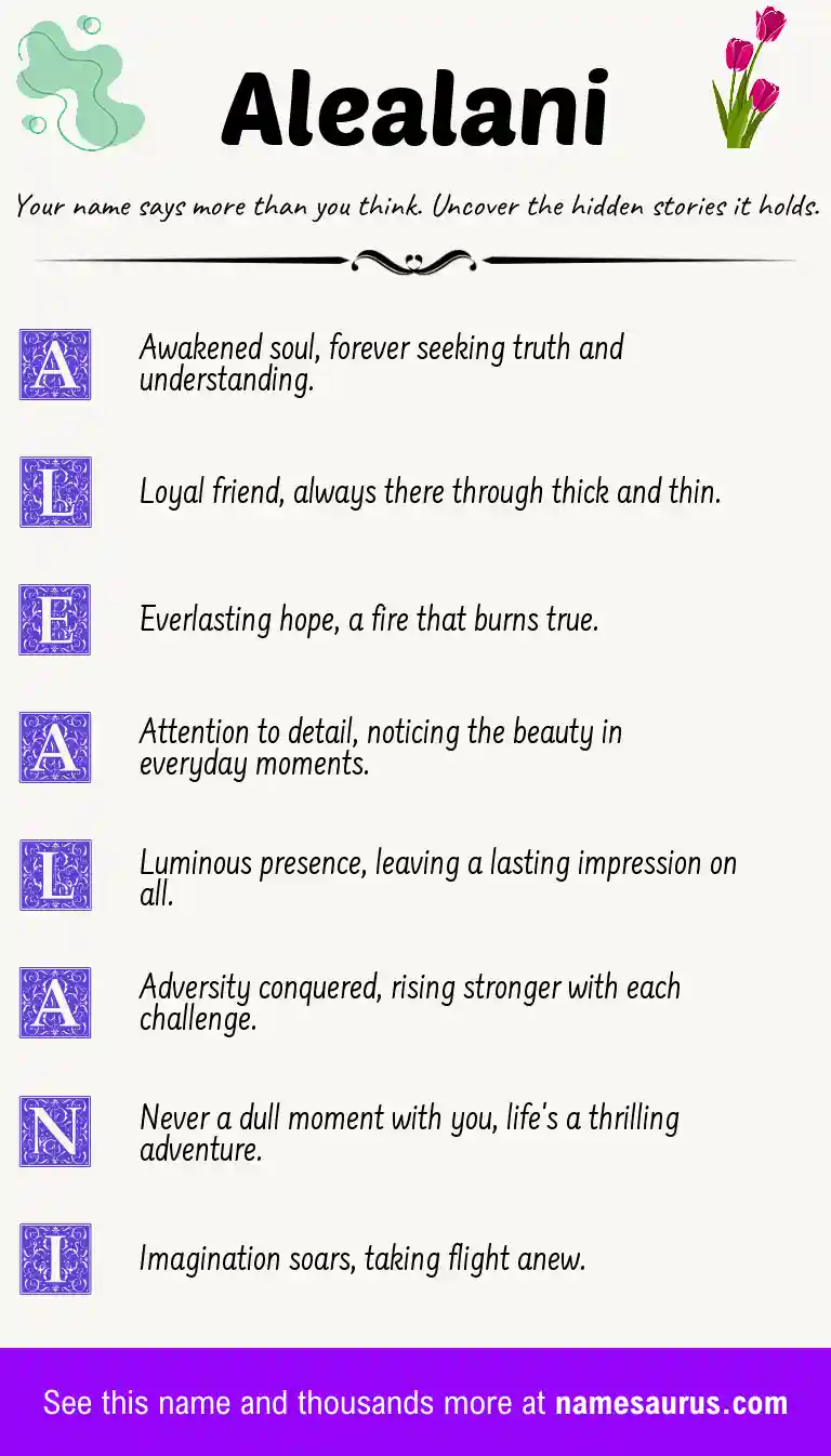 Acrostic poem about Alealani.