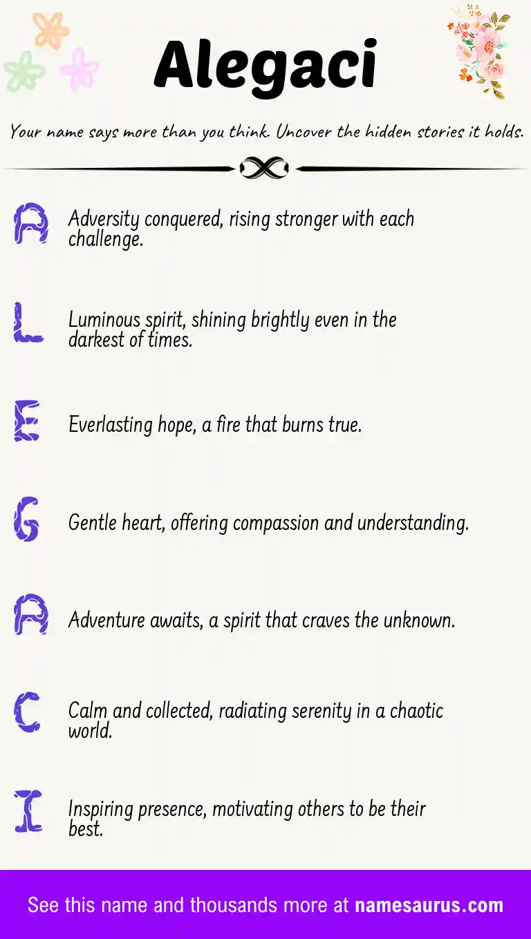 Acrostic poem about Alegaci.