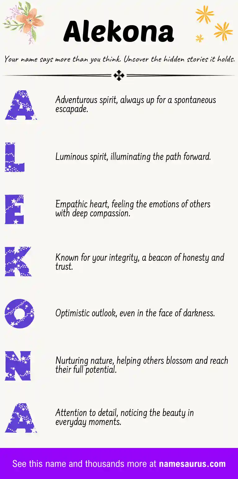 Acrostic poem about Alekona.
