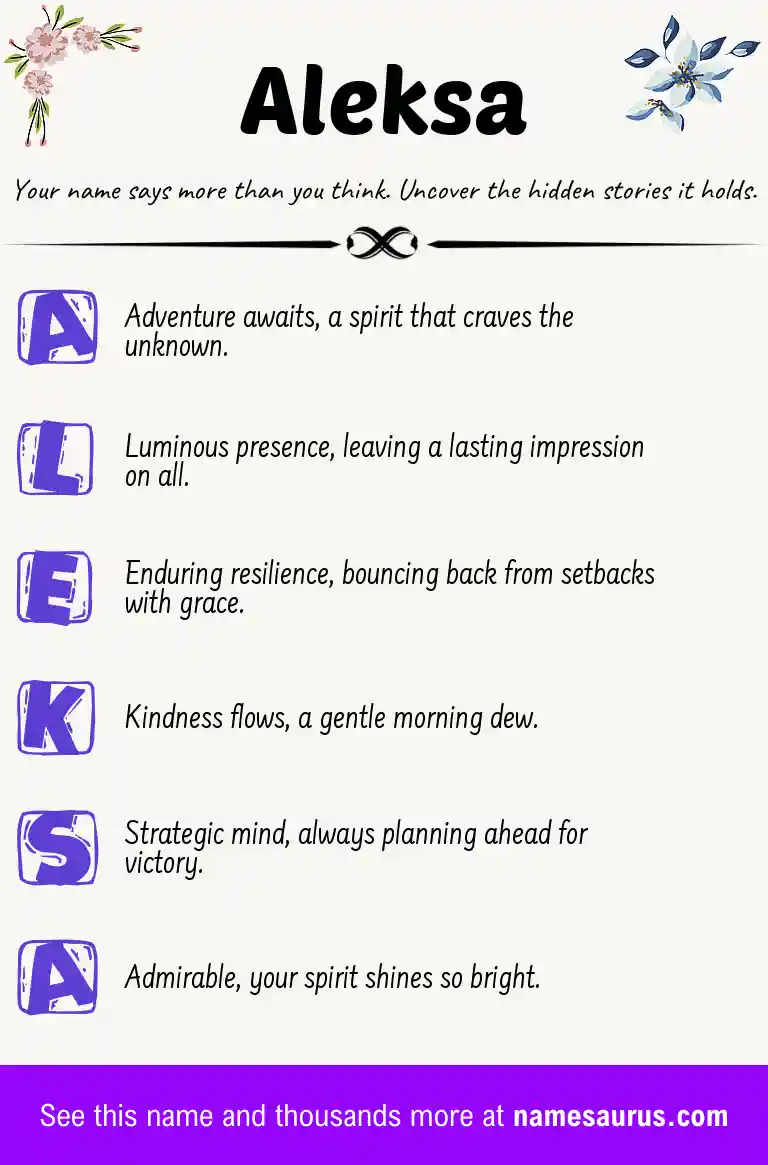 Acrostic poem about Aleksa.