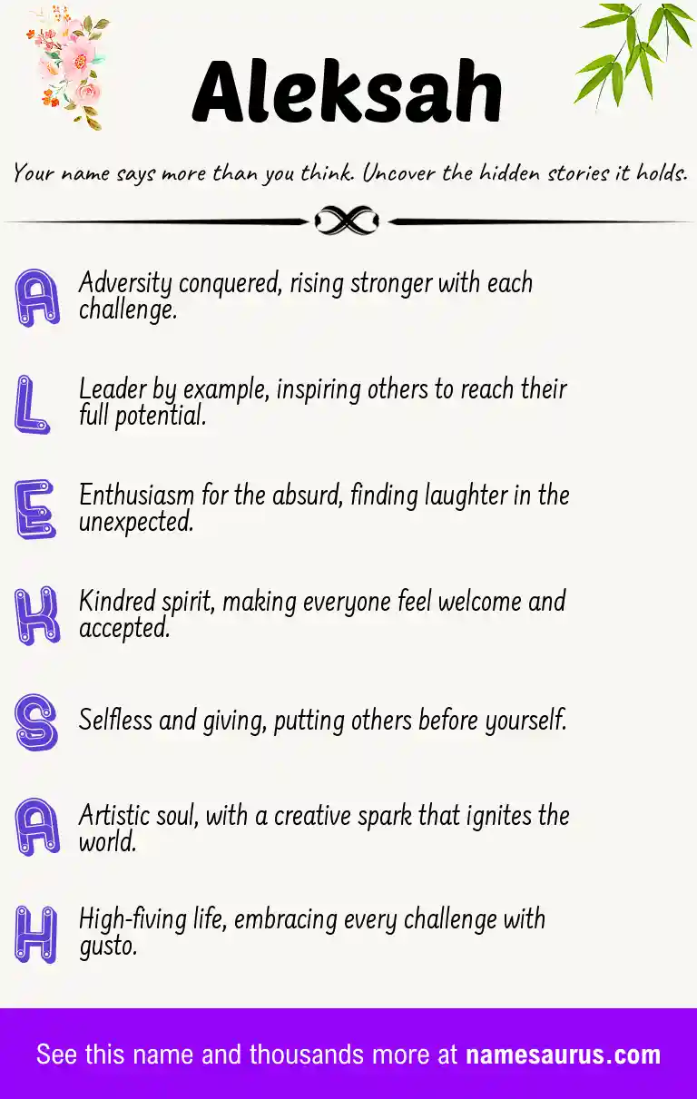 Acrostic poem about Aleksah.