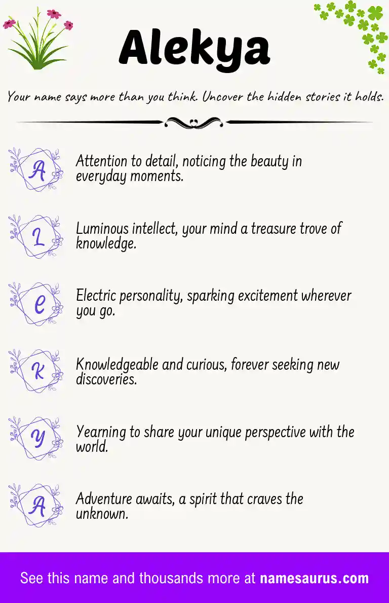 Acrostic poem about Alekya.