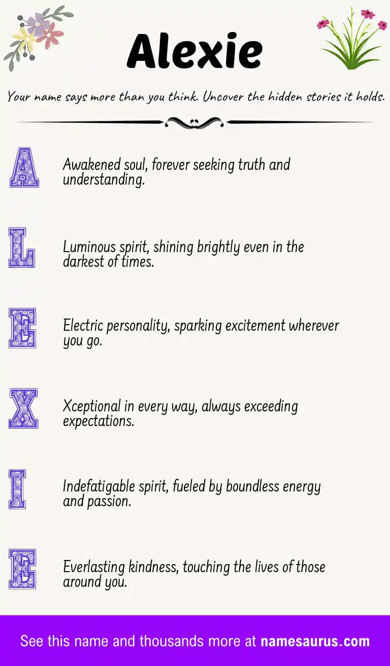 Acrostic poem about Alexie.