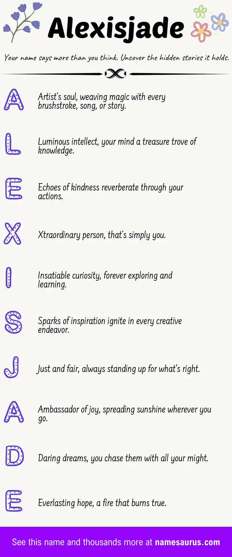 Acrostic poem about Alexisjade.