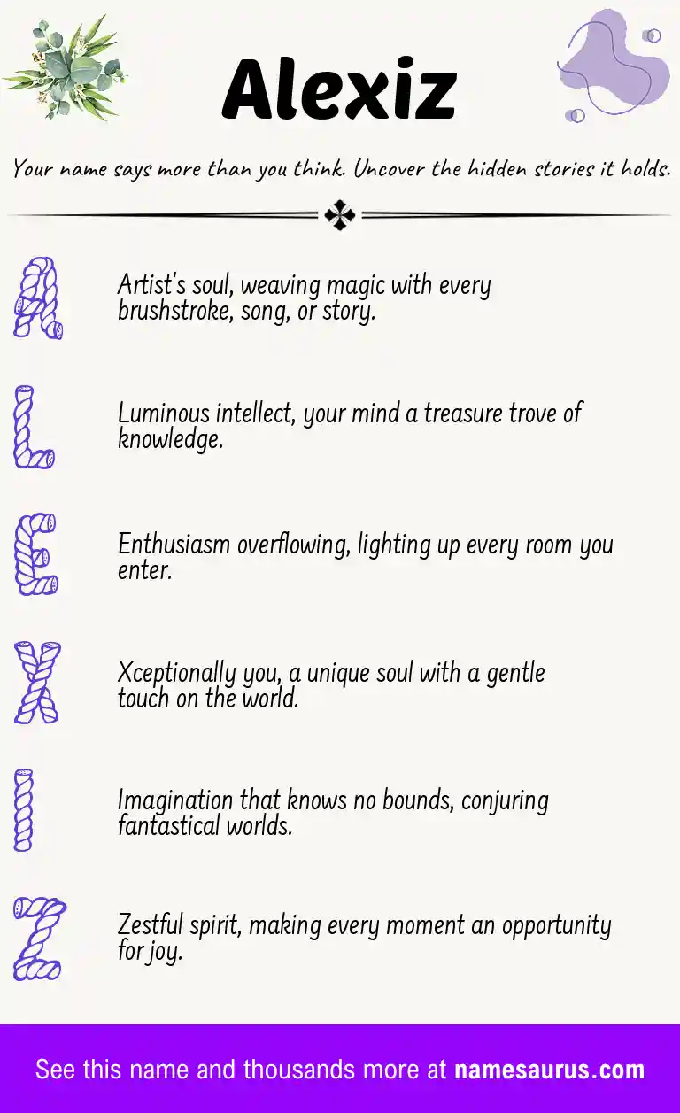 Acrostic poem about Alexiz.