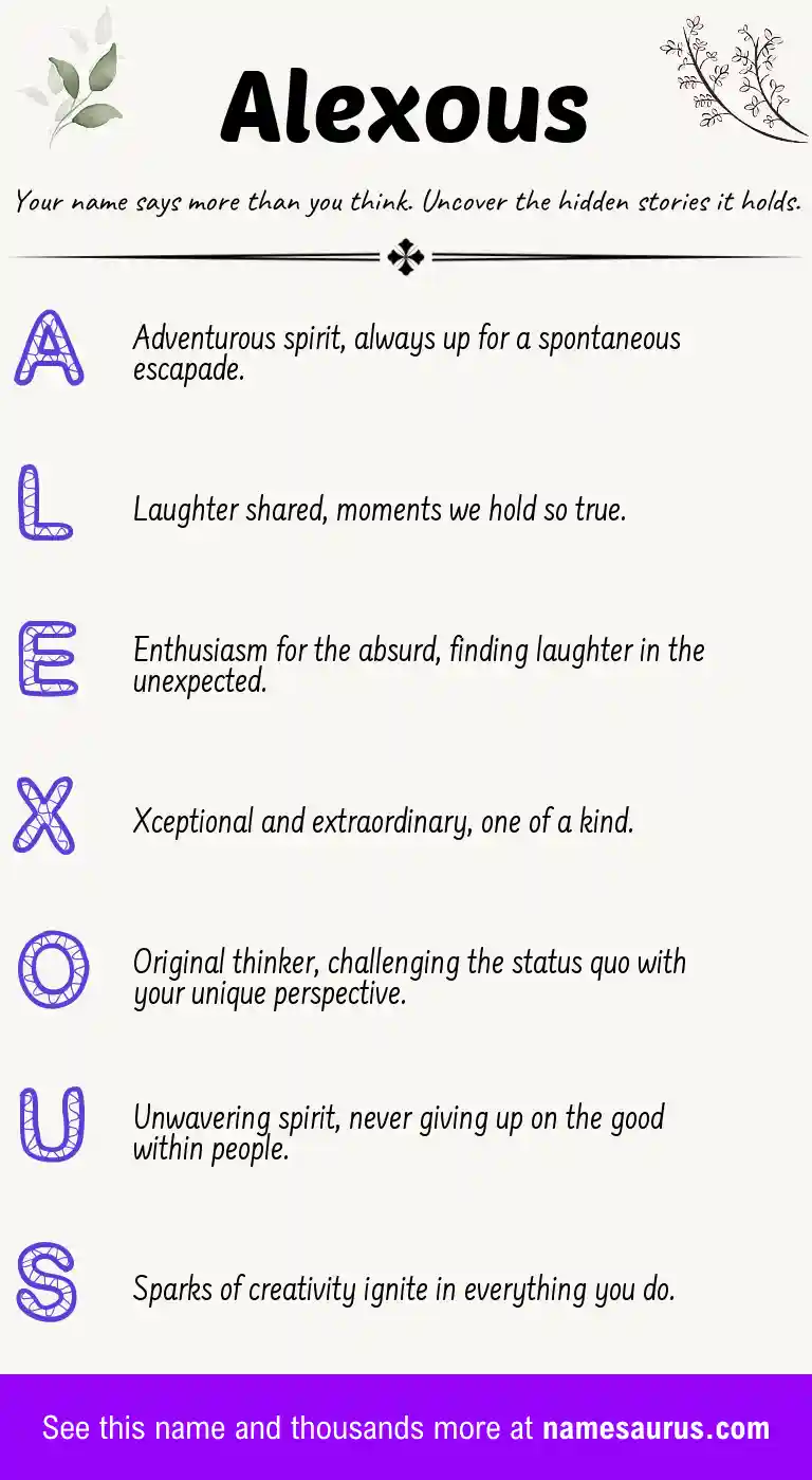 Acrostic poem about Alexous.