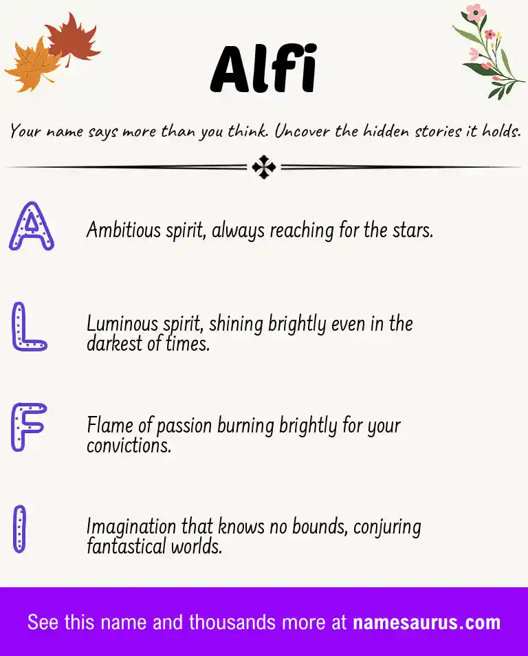 Acrostic poem about Alfi.