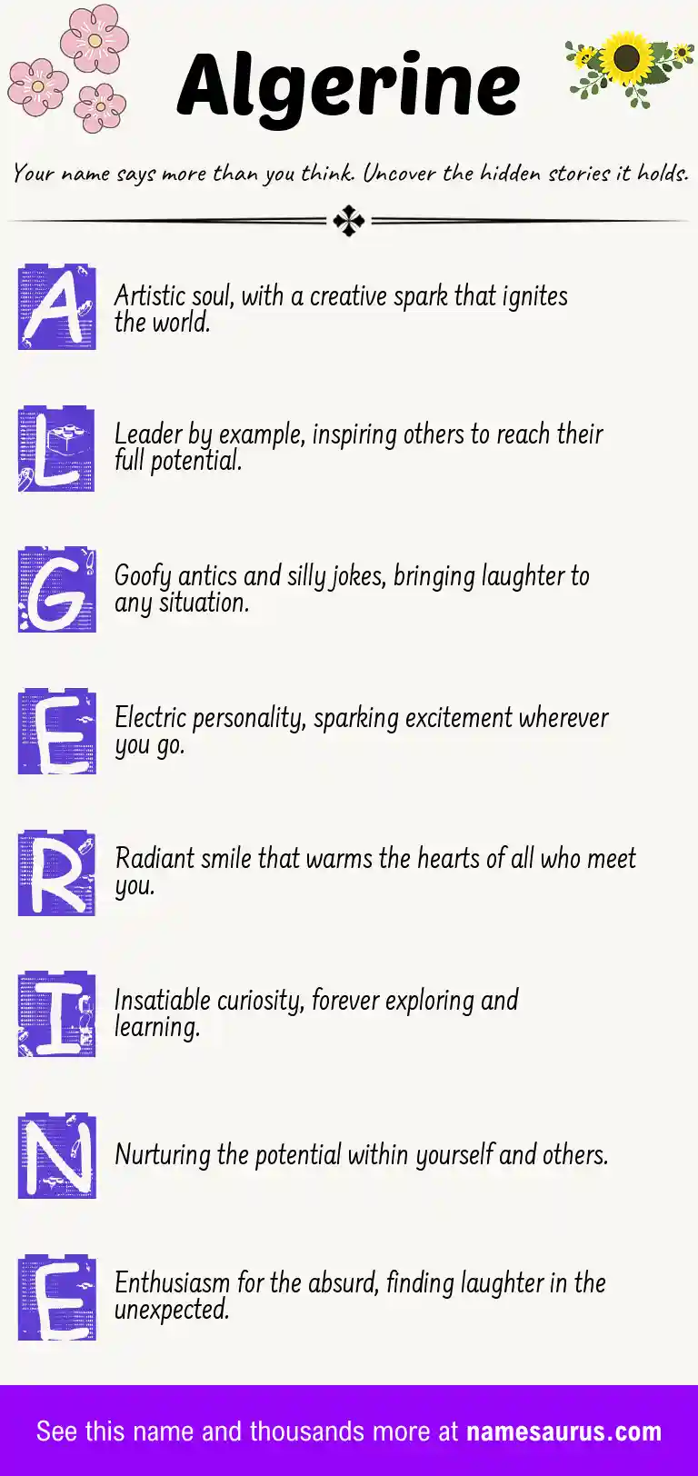 Acrostic poem about Algerine.
