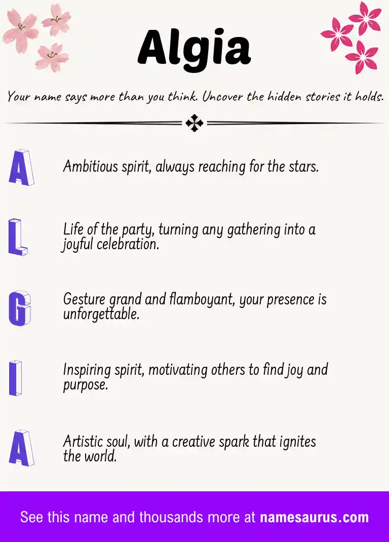 Acrostic poem about Algia.