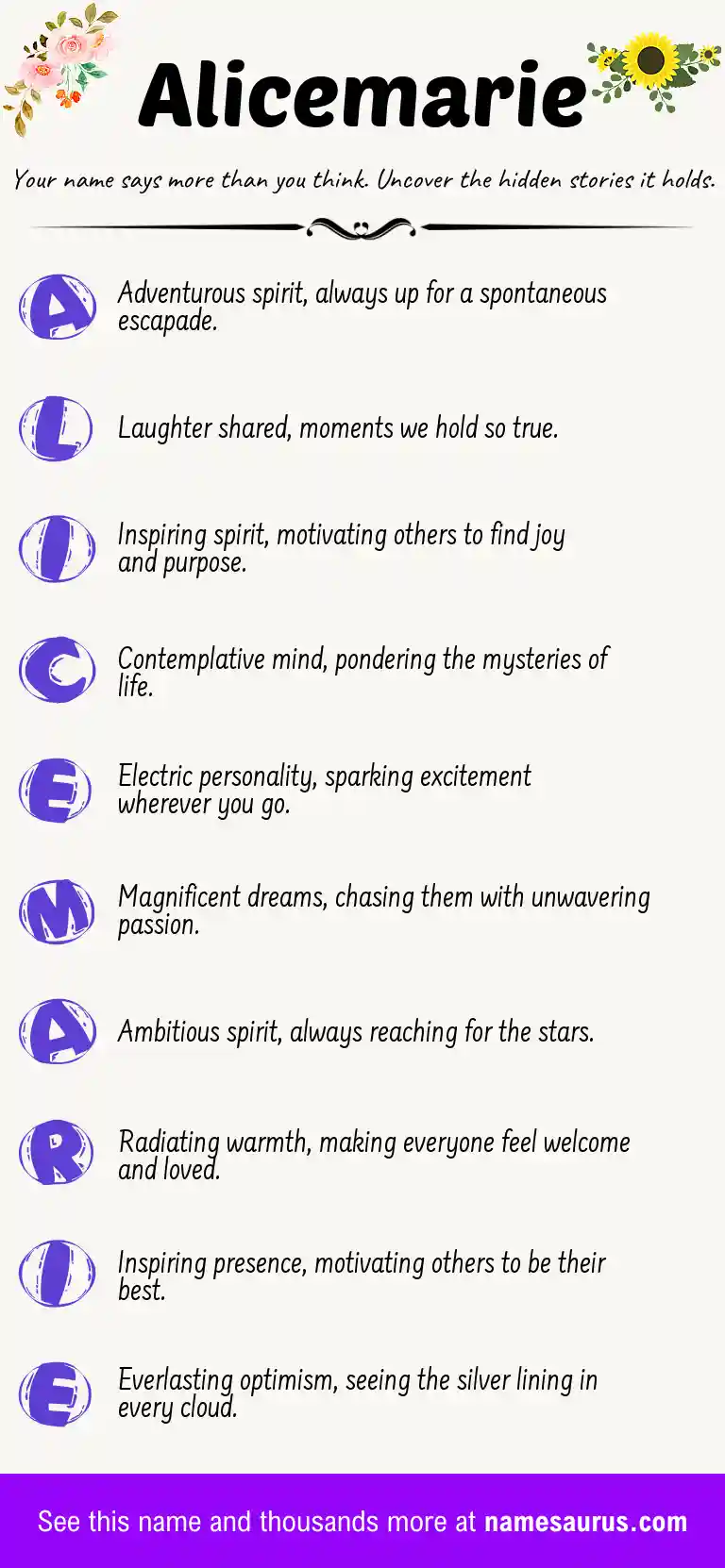 Acrostic poem about Alicemarie.