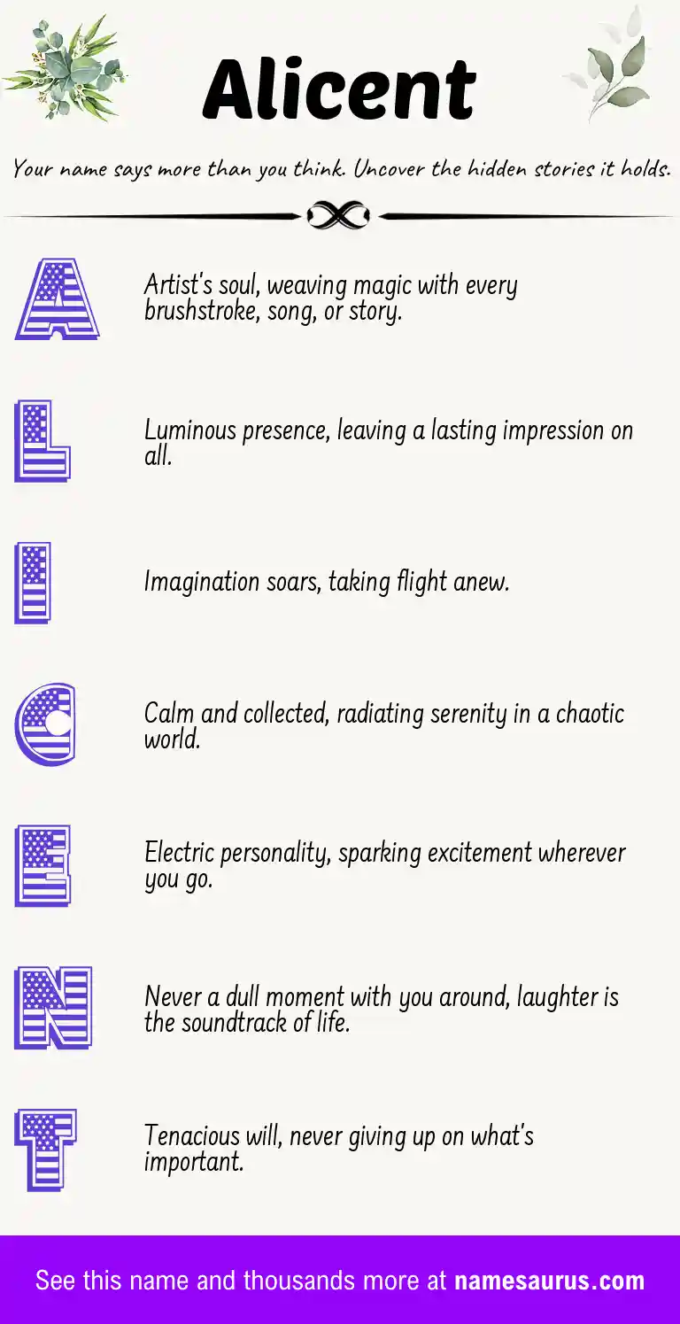 Acrostic poem about Alicent.