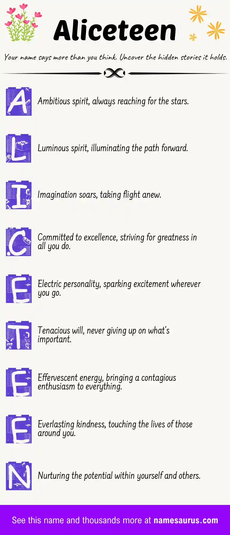 Acrostic poem about Aliceteen.