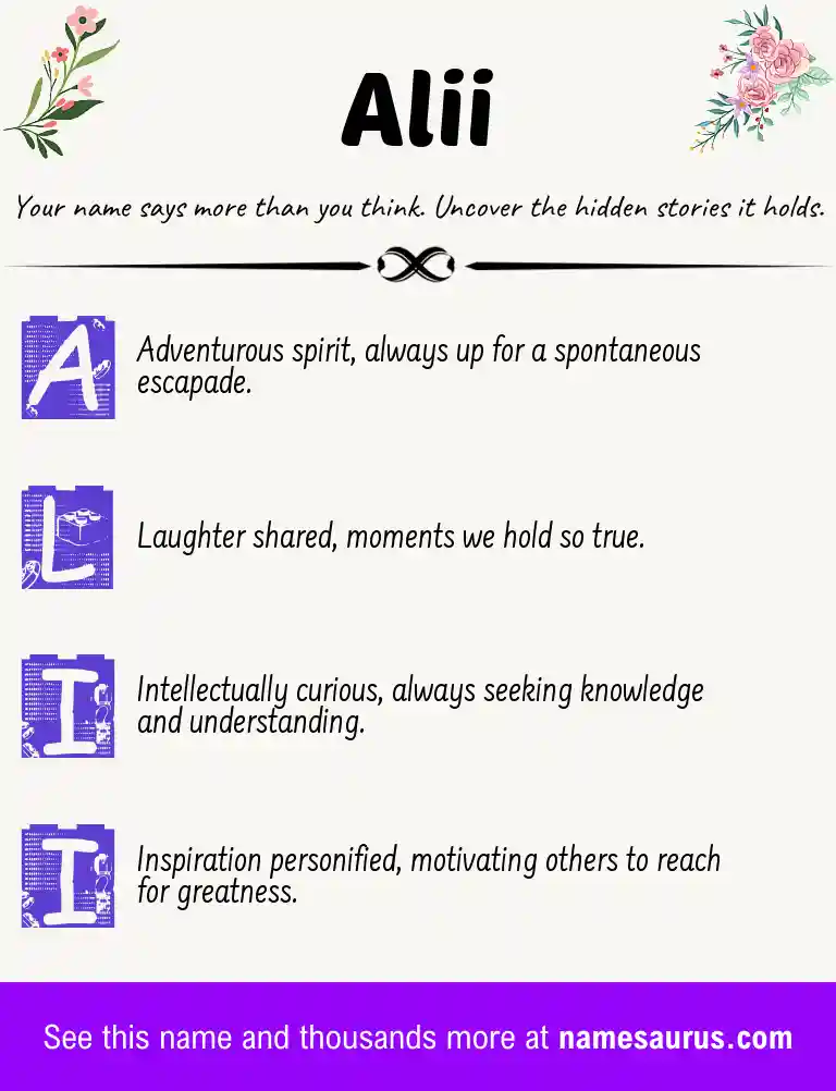 Acrostic poem about Alii.