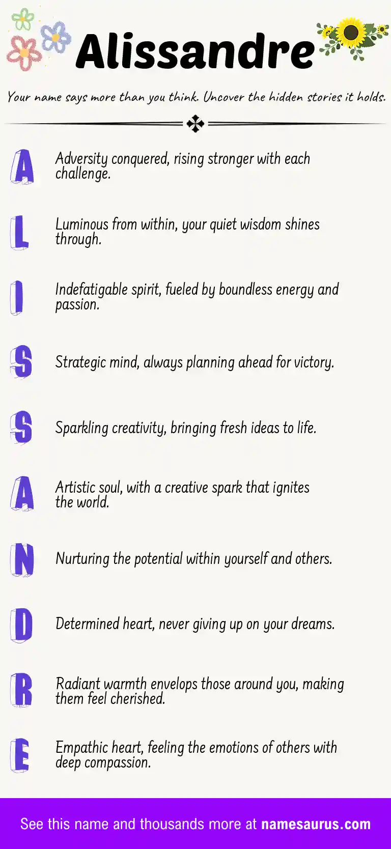 Acrostic poem about Alissandre.