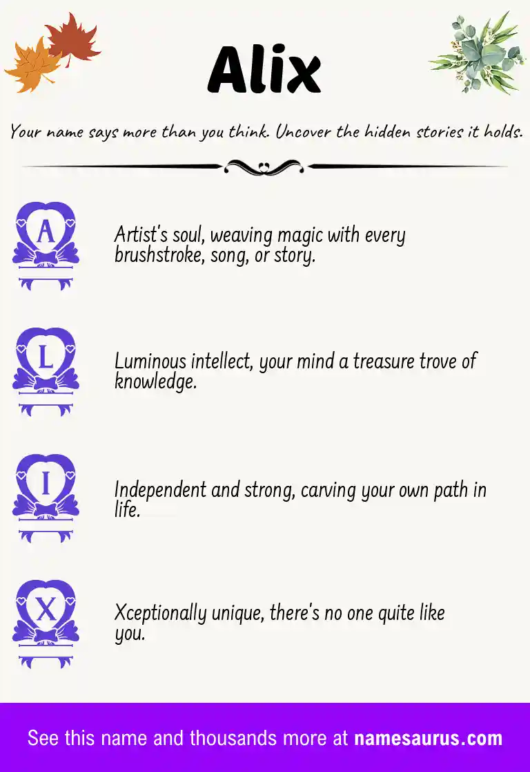 Acrostic poem about Alix.
