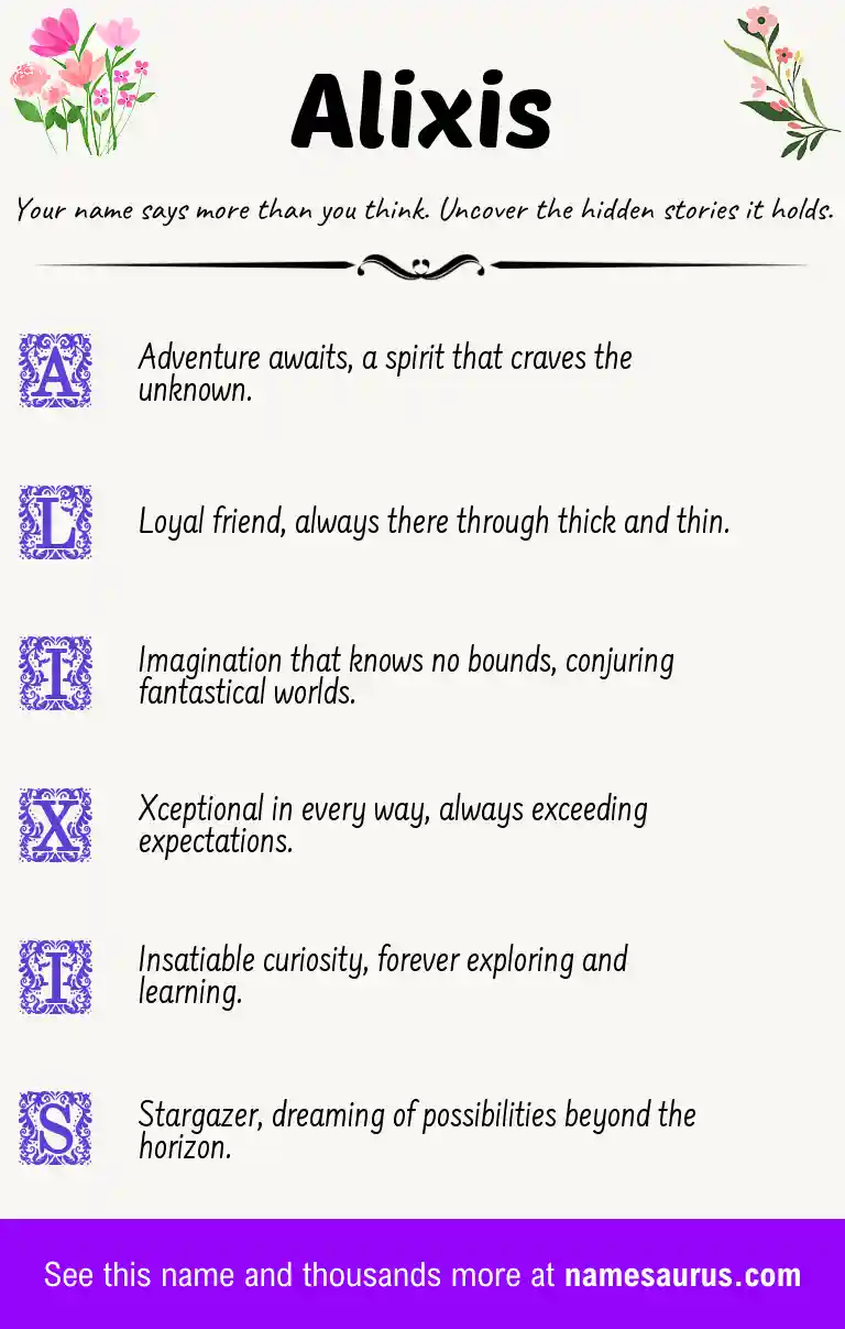 Acrostic poem about Alixis.