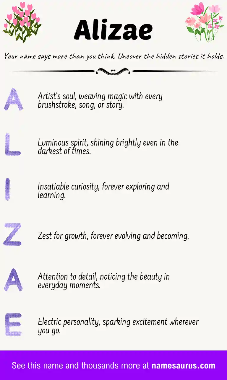 Acrostic poem about Alizae.