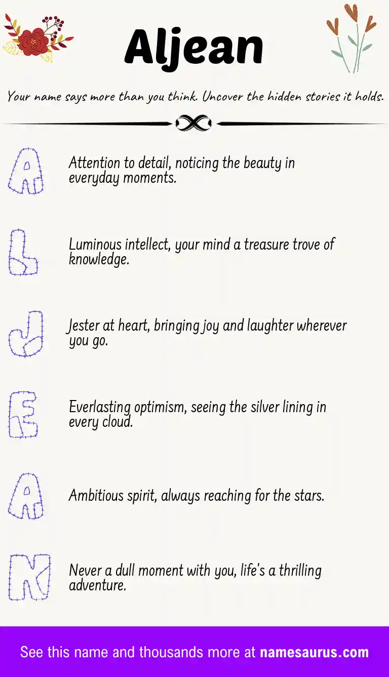 Acrostic poem about Aljean.