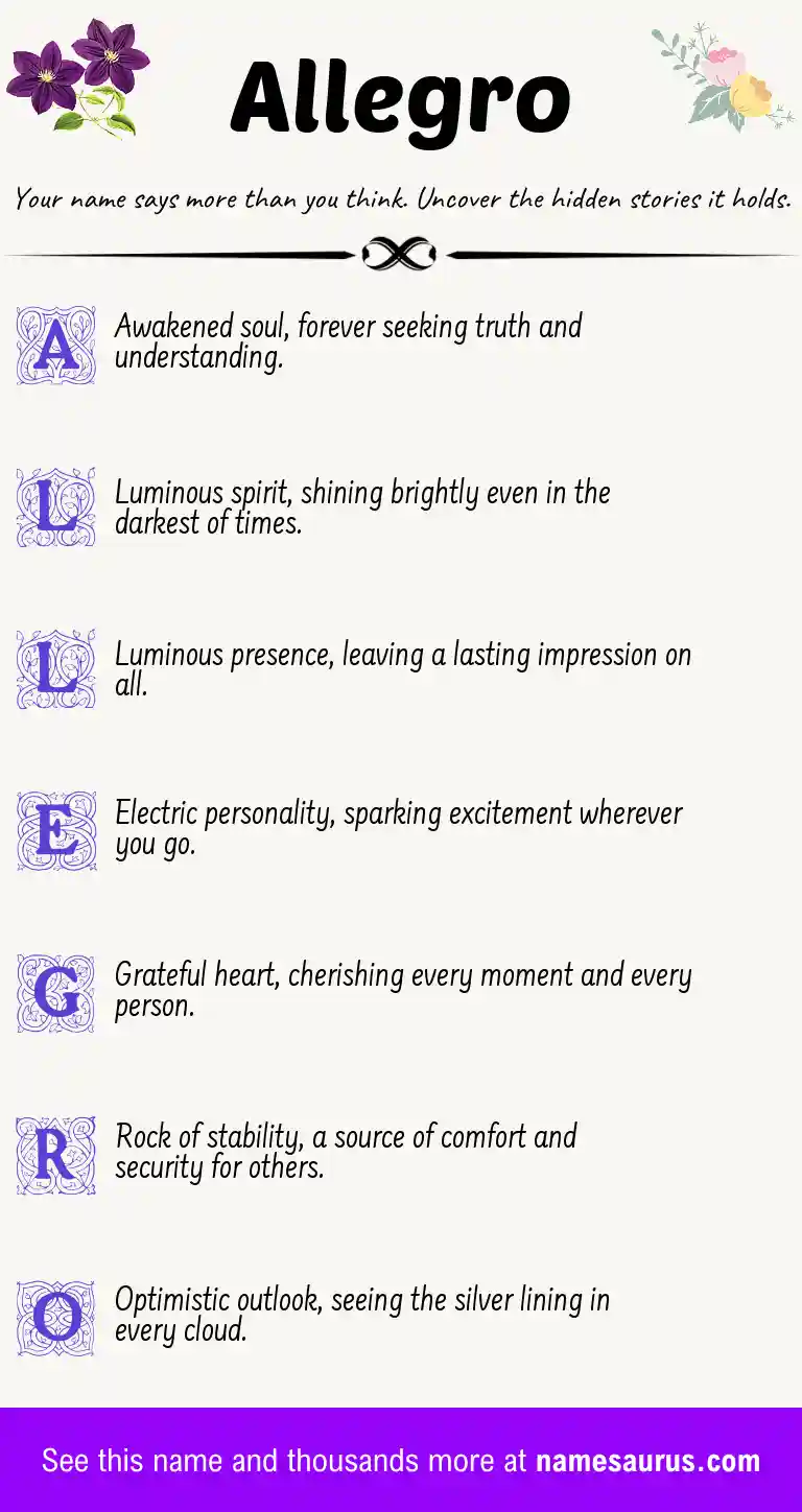 Acrostic poem about Allegro.
