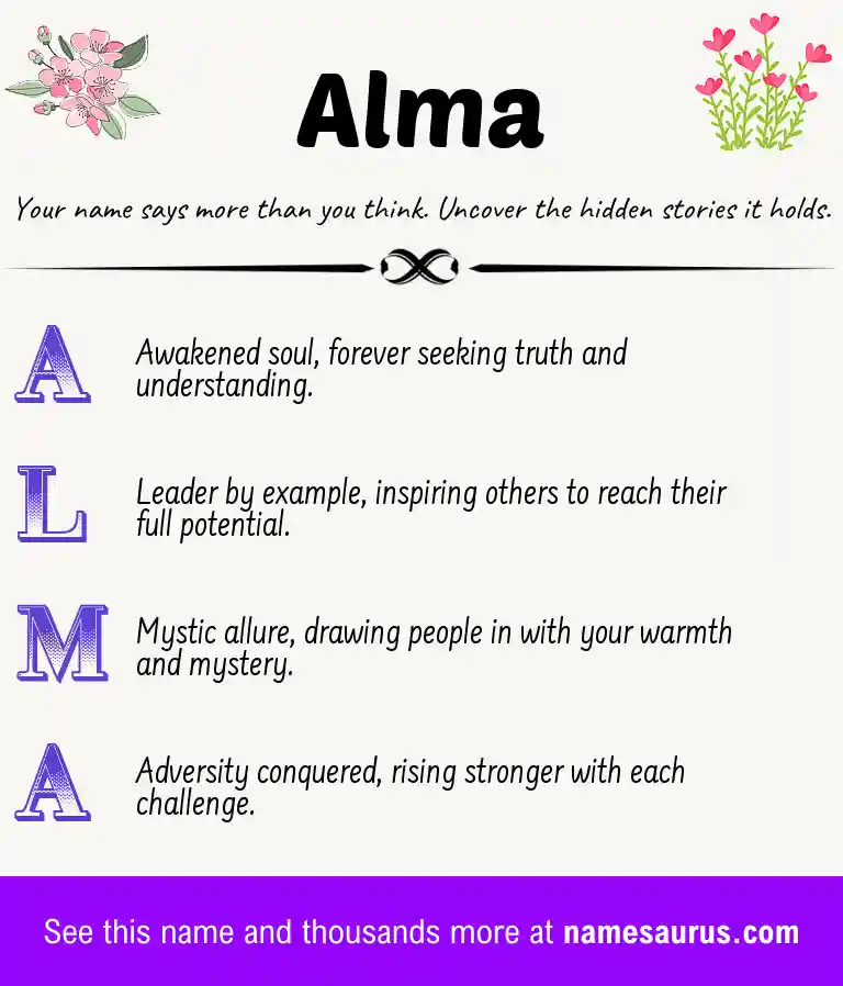 Acrostic poem about Alma.