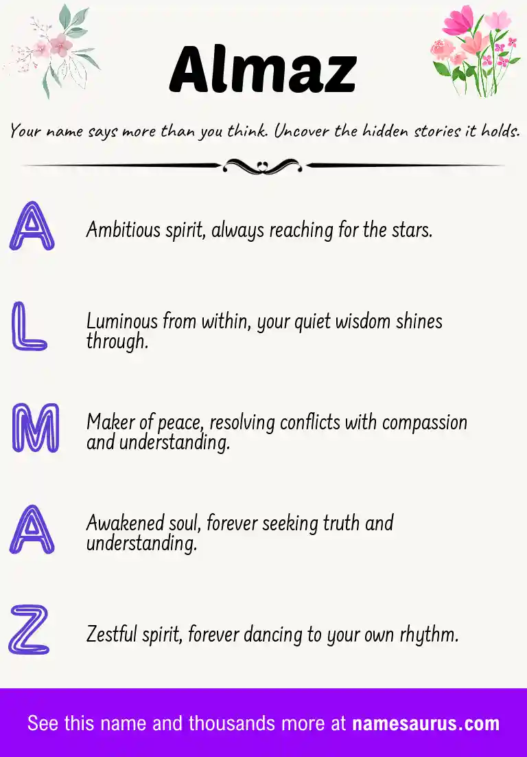 Acrostic poem about Almaz.
