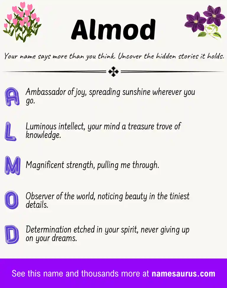 Acrostic poem about Almod.