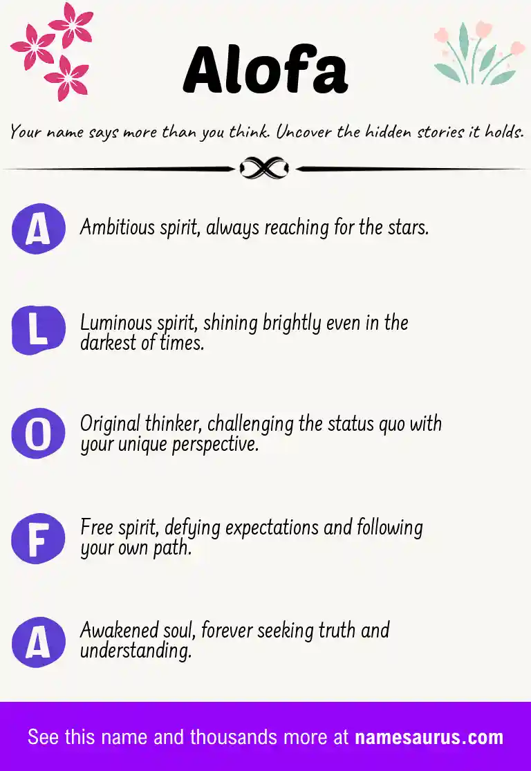 Acrostic poem about Alofa.