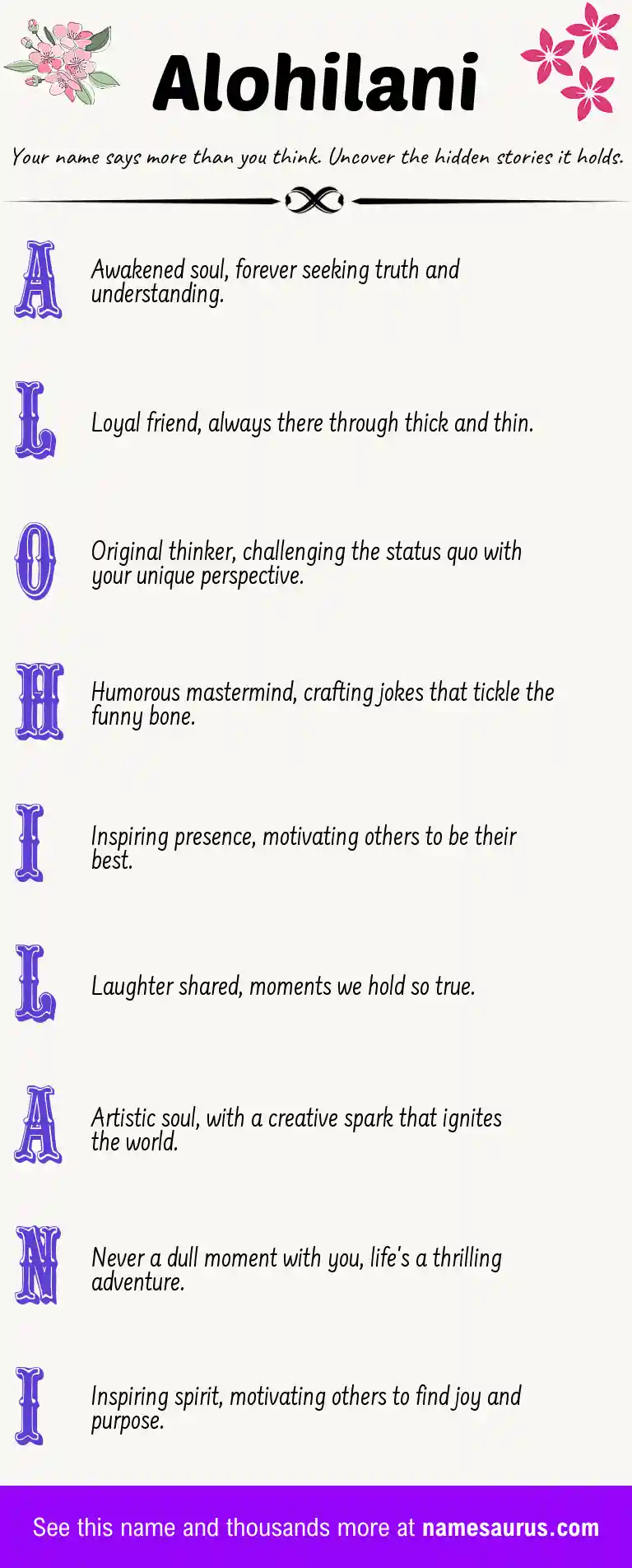 Acrostic poem about Alohilani.