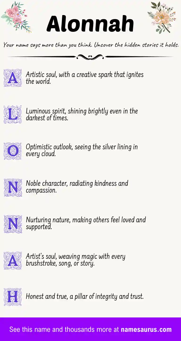 Acrostic poem about Alonnah.