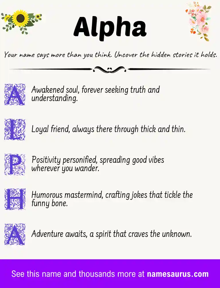 Acrostic poem about Alpha.