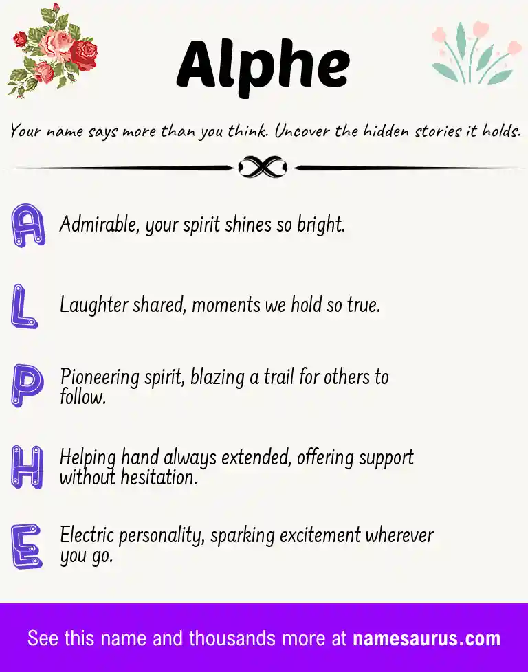 Acrostic poem about Alphe.