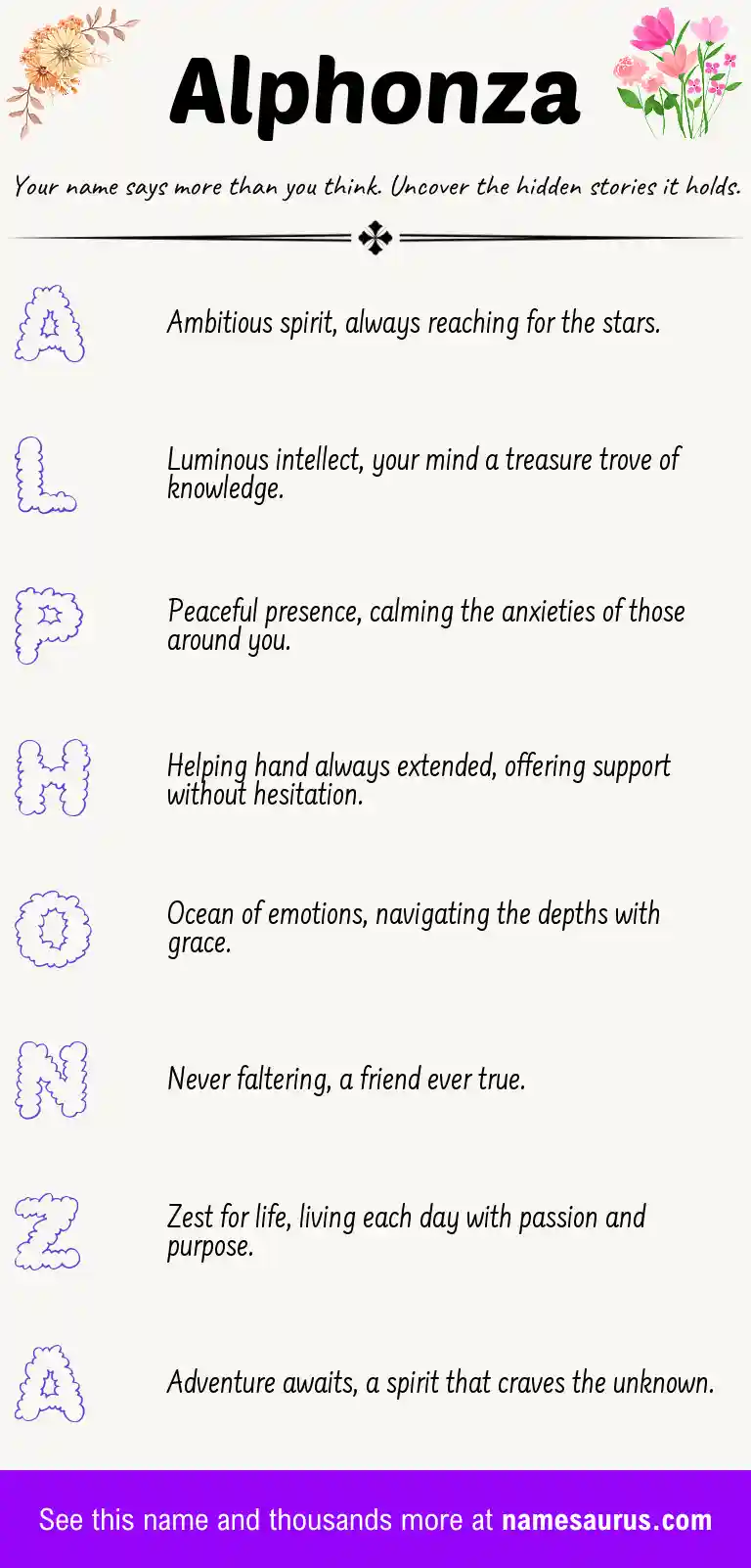 Acrostic poem about Alphonza.