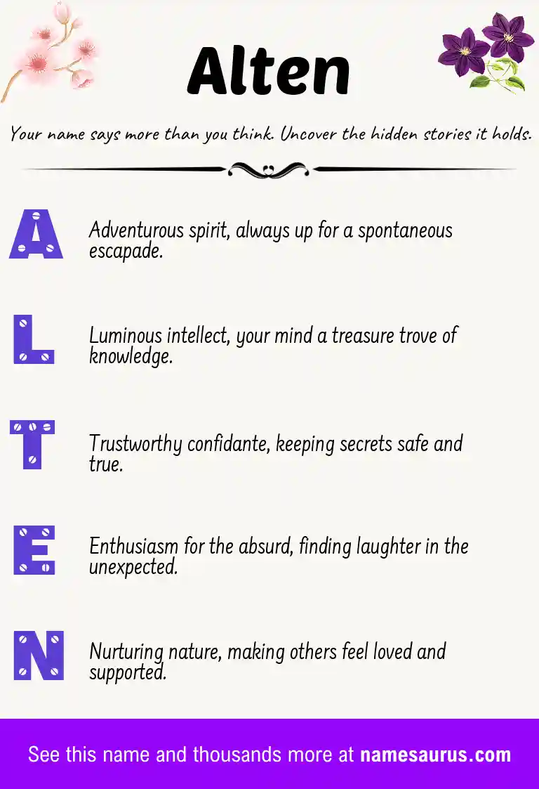 Acrostic poem about Alten.
