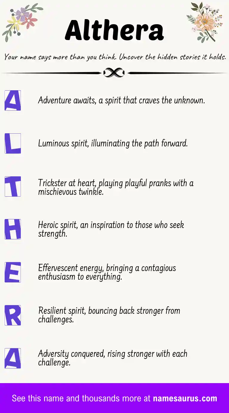 Acrostic poem about Althera.