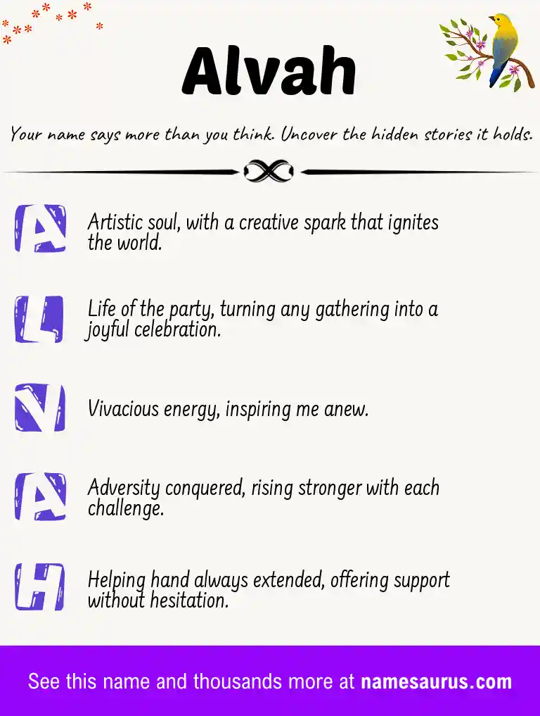 Acrostic poem about Alvah.
