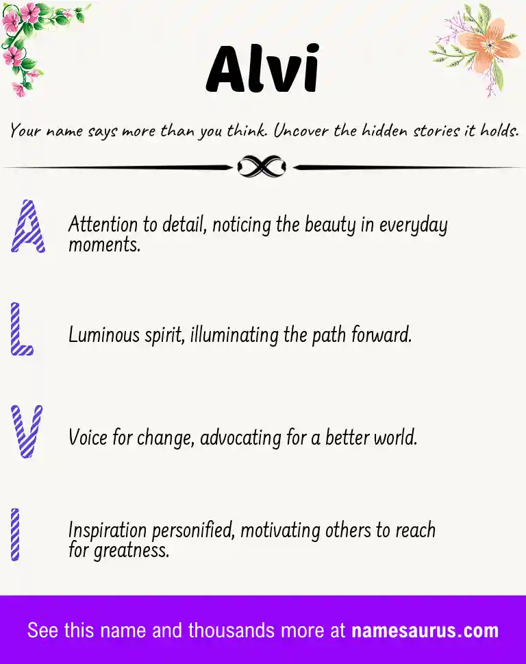 Acrostic poem about Alvi.
