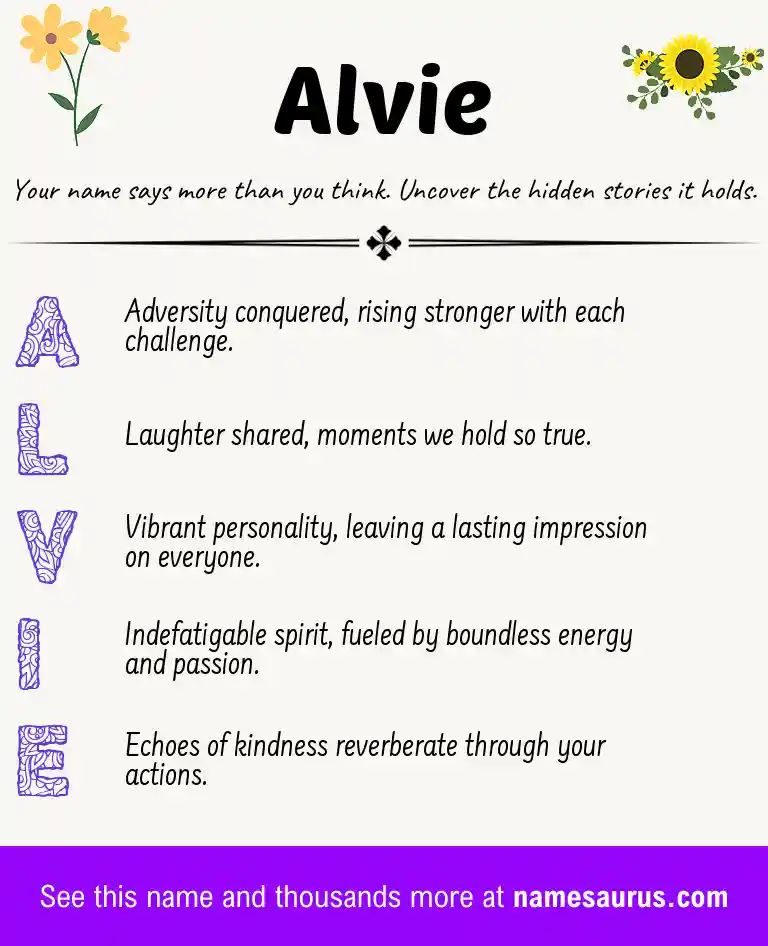 Acrostic poem about Alvie.