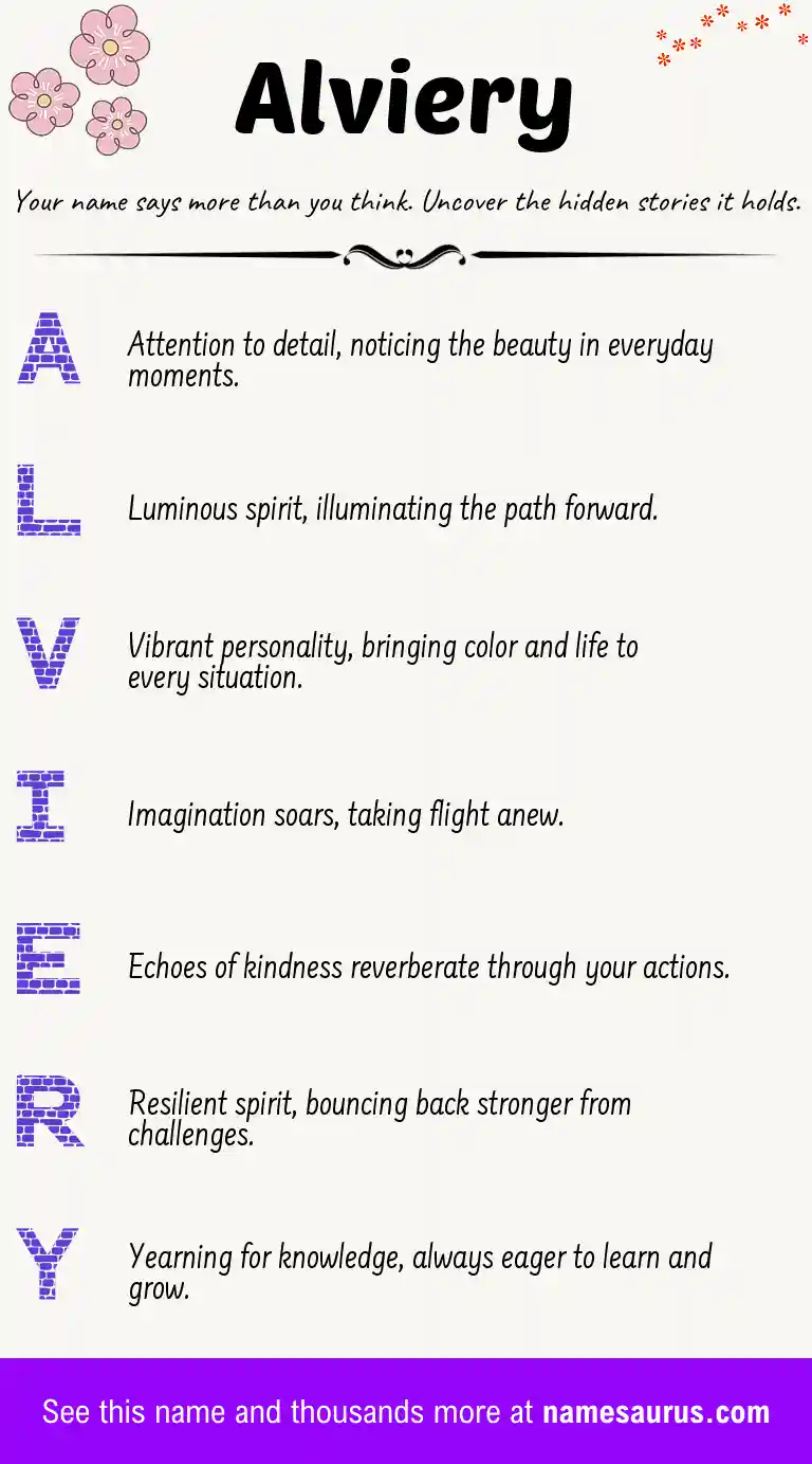 Acrostic poem about Alviery.