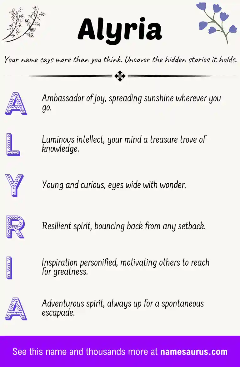 Acrostic poem about Alyria.