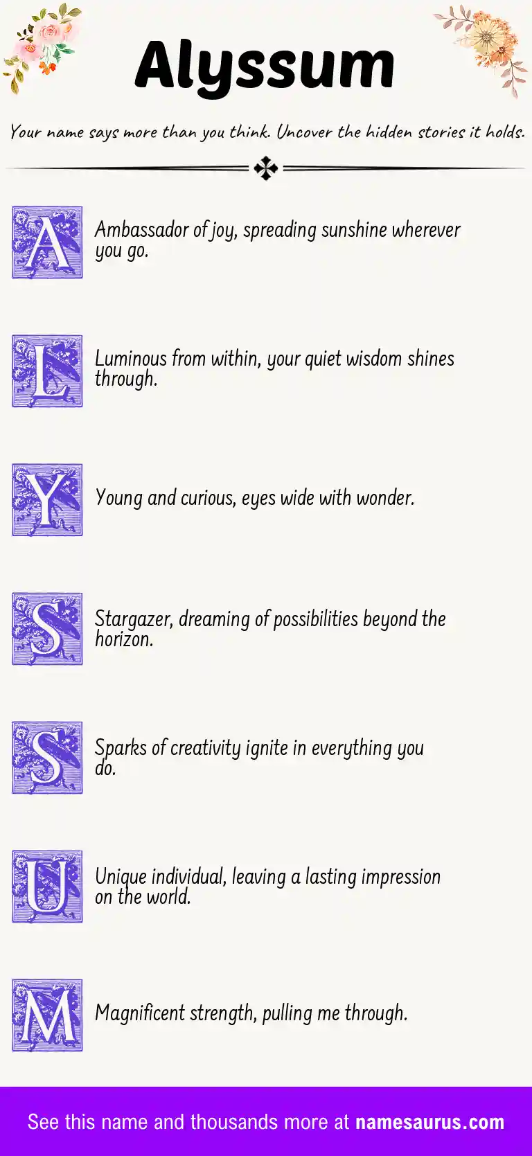 Acrostic poem about Alyssum.