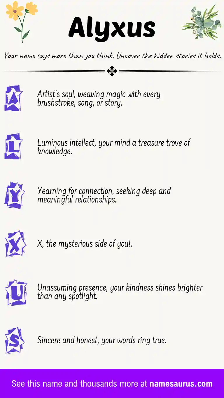 Acrostic poem about Alyxus.