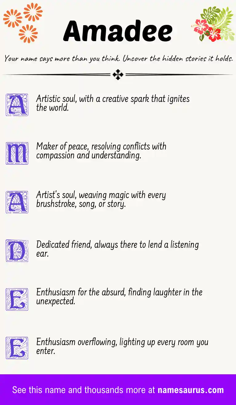 Acrostic poem about Amadee.
