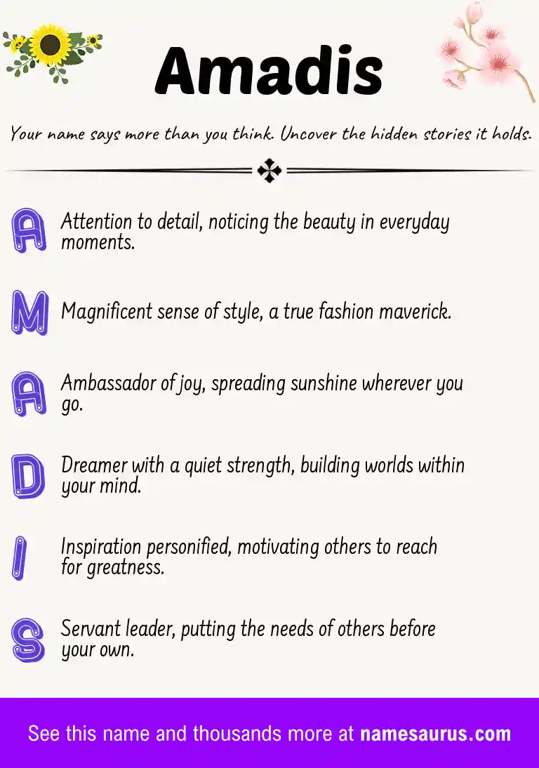 Acrostic poem about Amadis.