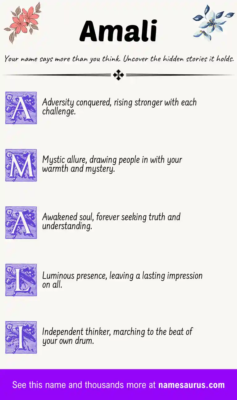 Acrostic poem about Amali.