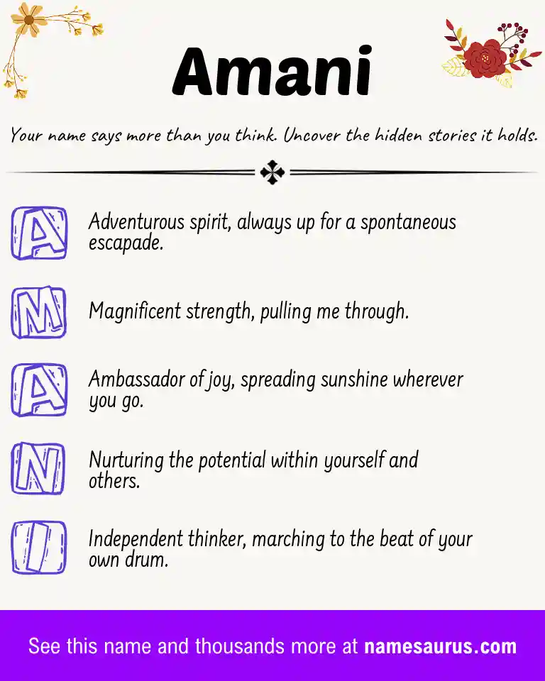 Acrostic poem about Amani.
