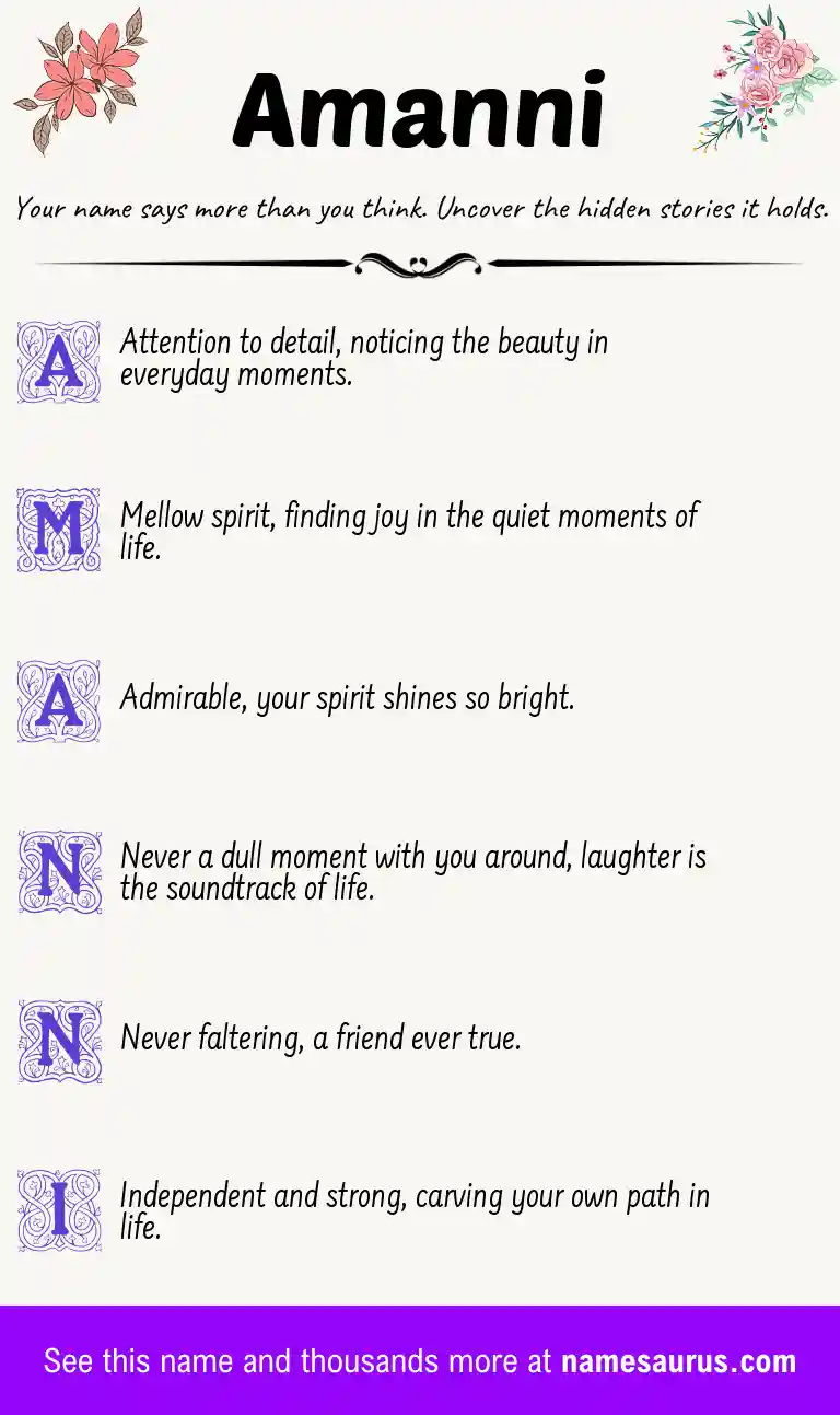 Acrostic poem about Amanni.